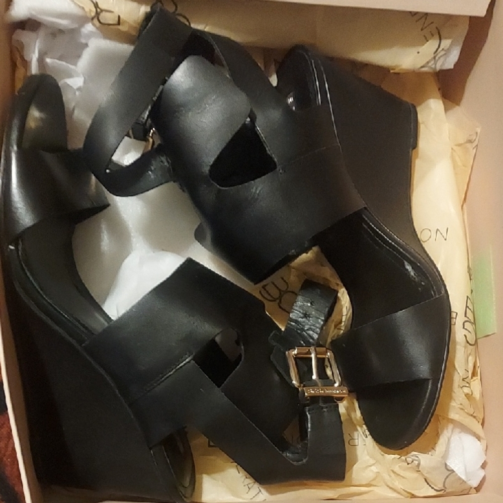 Black Wedge Sandals